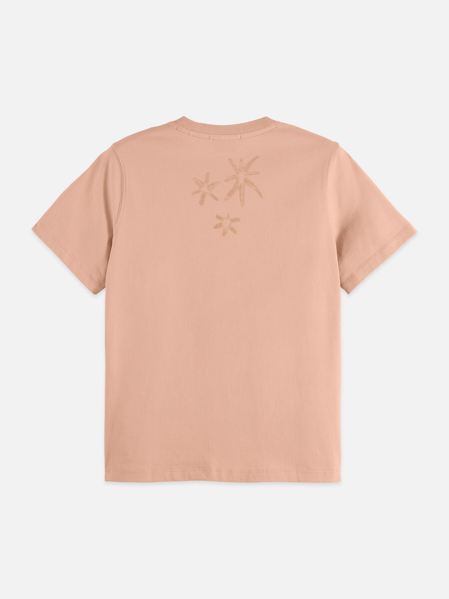 normal geschnittenes t-shirt mit flockdruck