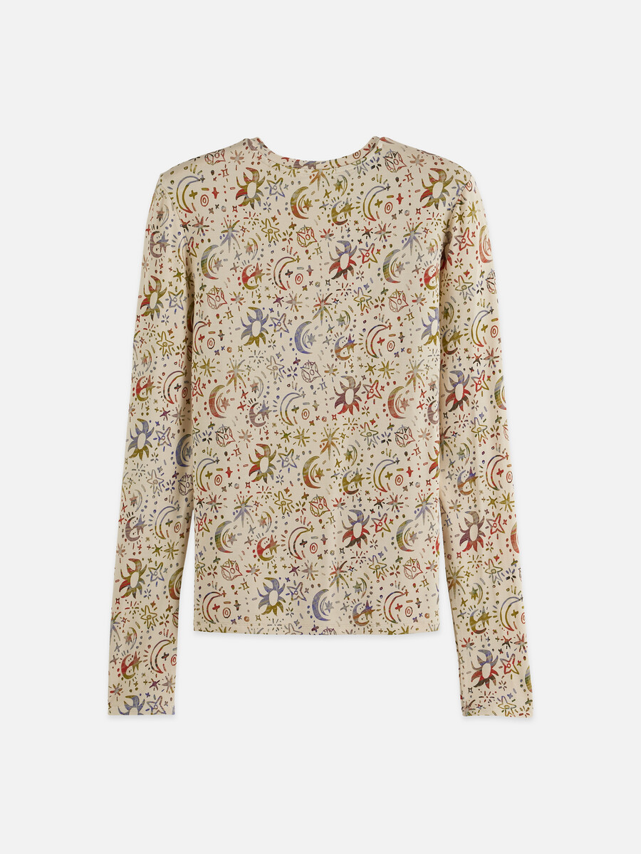 langarm-t-shirt mit allover-print