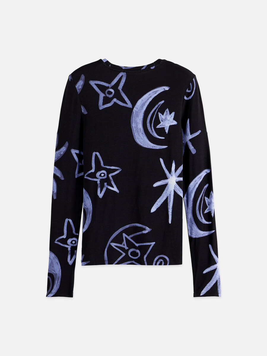 langarm-t-shirt mit allover-print